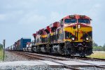 KCS 4809 leads its train out of the siding at Woodsboro